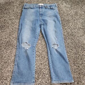 LEVI‎ Strauss Heritage High Rise Straight Medium Wash Light Distressed Sz 18/W34
